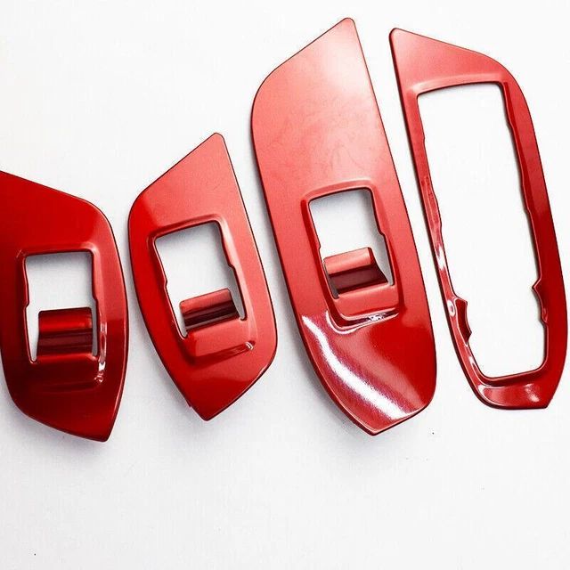 For Chevy Equinox 2018-2023 Red Steel Window Lift Panel Switch Cover Trim 4pcs