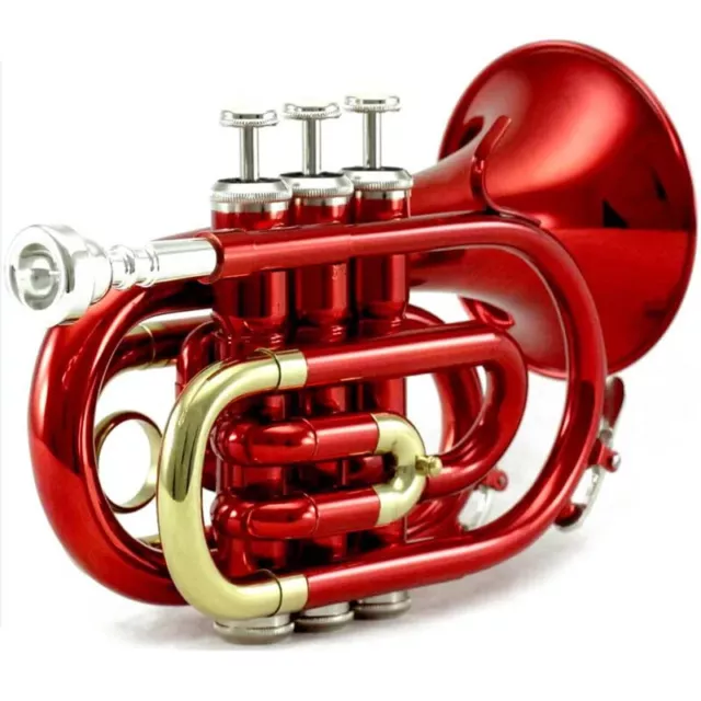 Pocket Trumpet Tone Flat B Bb Brass Wind Instrument with Mouthpiece