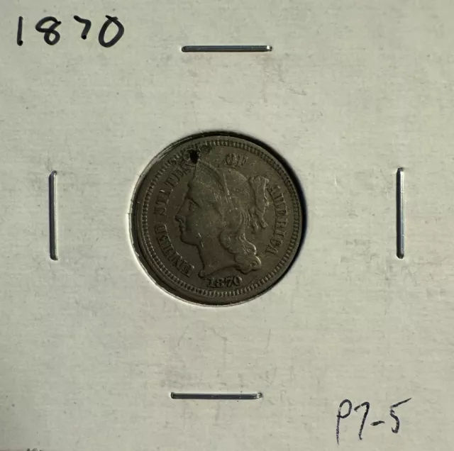 1870  Three Cent Nickel - With Hole - (P7-5) 3