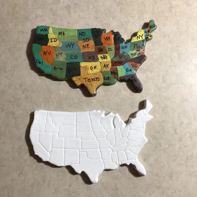 Herramienta de aprendizaje de mapas de cerámica pintable de los Estados Unidos proyecto artesanal niños o adultos