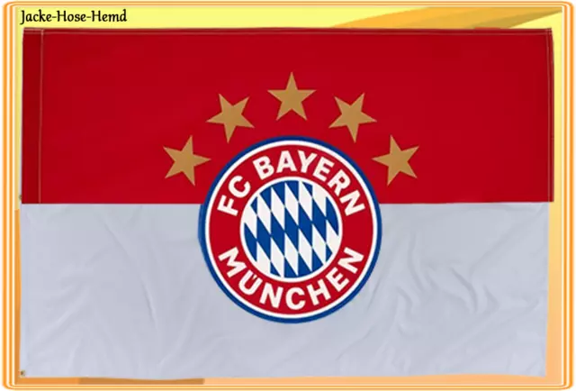 FC Bayern München Fahne Flagge Zimmerfahne Hissflagge 5 Sterne Gr.150x100 cm
