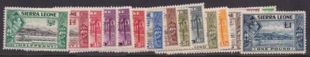 1938 SIERRA LEONE KGVI Complete Set (16) 1/2d to £1 SG188-200 Fine MM Cat. £140