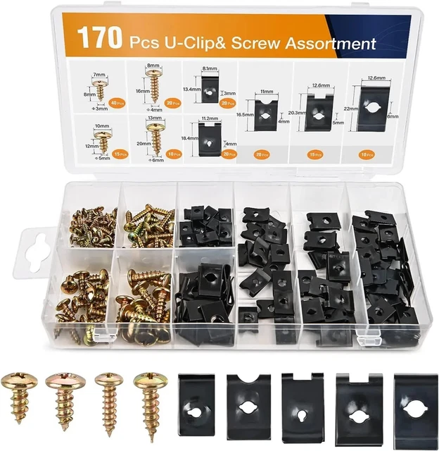 4mm BODY SCREW SET WITH U CLIPS FOR SCOOTER ATV KART UTV *30 PIECE