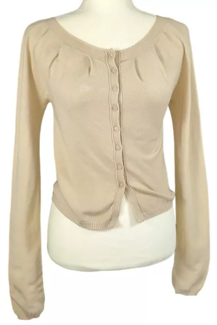 TWINSET Simona Barbieri Large Button Up Tan/Ivory Cardigan Sweater BNWT New!