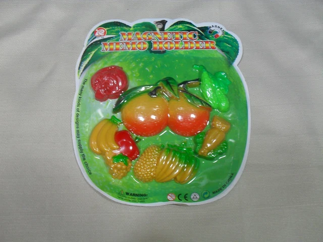 Set of 6 Magnetic Memo Holders/ Refrigerator Magnets Fruit & Vegetable Shape (#5