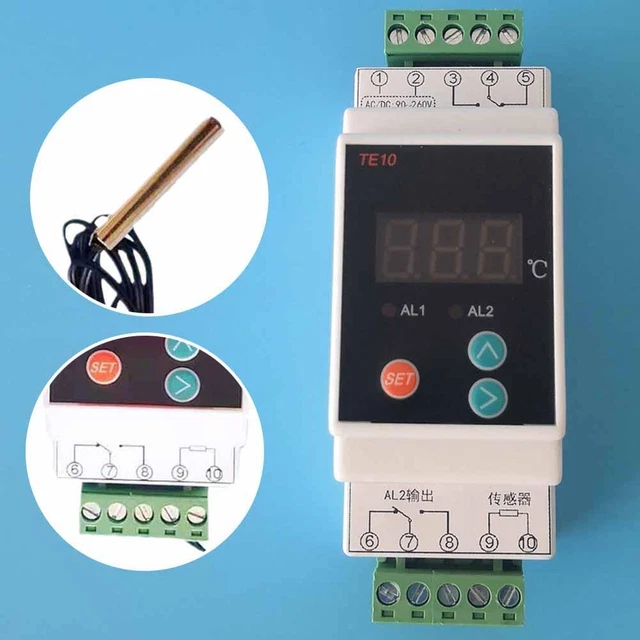 AC 90 ~ 260V Din Rail Thermostat 2 Way Relay Output Controller Alarm C8Y1