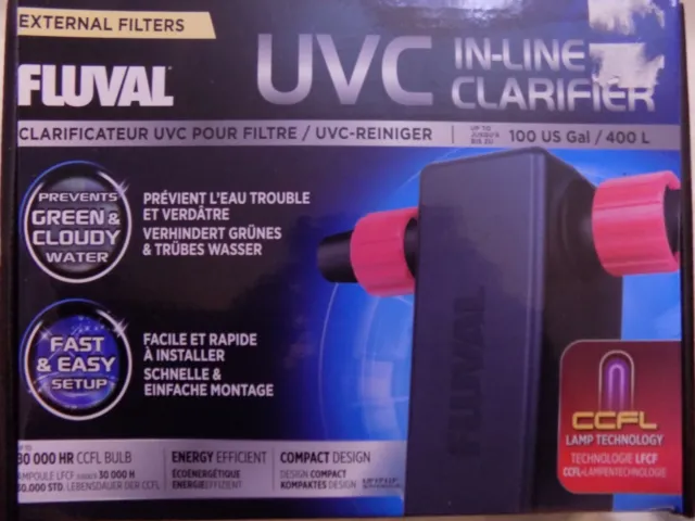 Clarificador UVC en línea Fluval UVC (tanque de peces de agua verde agua clara) NUEVO