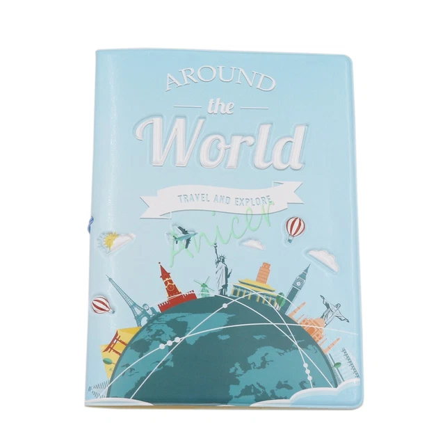 Travel Explore Around the World Passport Holder Credit Card Cover Document Case