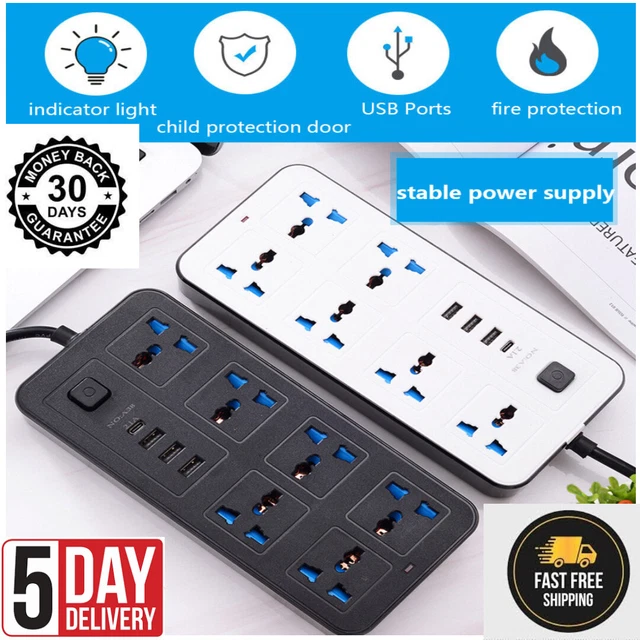 1.8M EXTENSION CORD Power Multi Port Universal Plug Outlet Power Strip ...