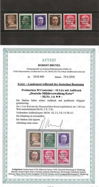 Kotor  1-6 **/MNH; Foto-Attest Brunel+Montbas; Michel `20: € 1.235,-