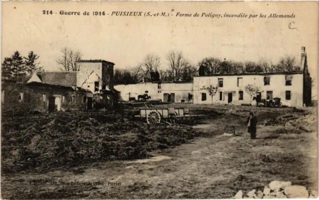 CPA Puisieux - Ferme de Poligny - Encindiée par les Allemands (638820)