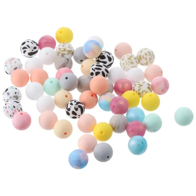 100 PCS 15 Mm Silicone Beads Colorful 15 Mm Round Silicon  Beads  Necklace