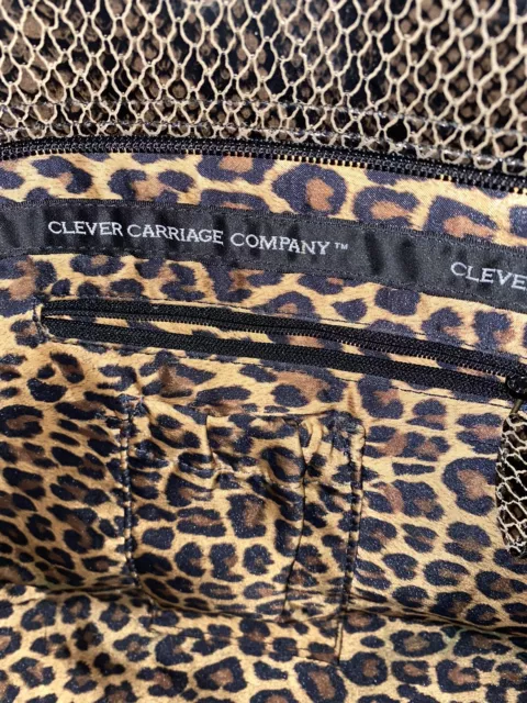 Clever Carriage Co handbag Tote Bag Zebra Leopard Upholstery Croc Embossed Brown 9