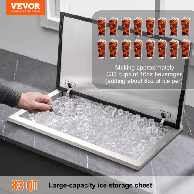 VEVOR 24"x20"x15" Drop in Ice Chest Ice Cooler Ice Bin Stainless Steel w/Cover 2