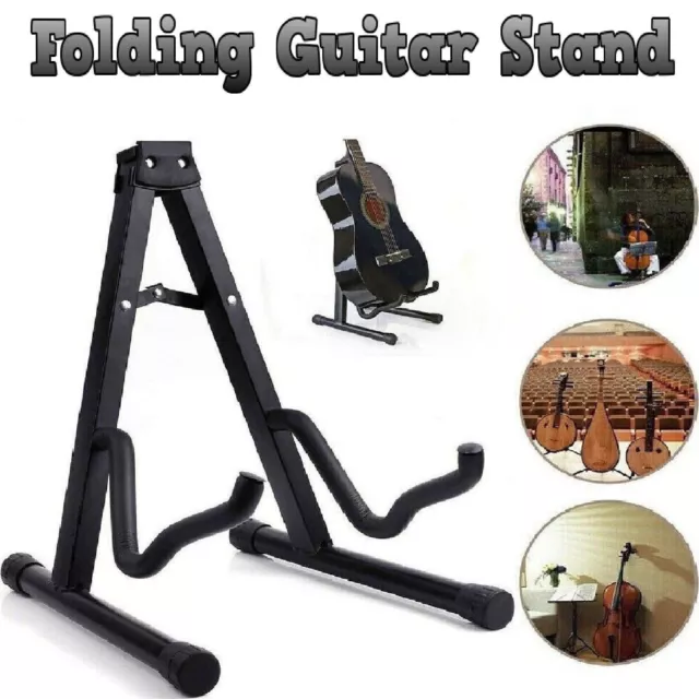 Portable Guitar Stand Folding Electric Acoustic Bass A Frame Floor Rack Holder