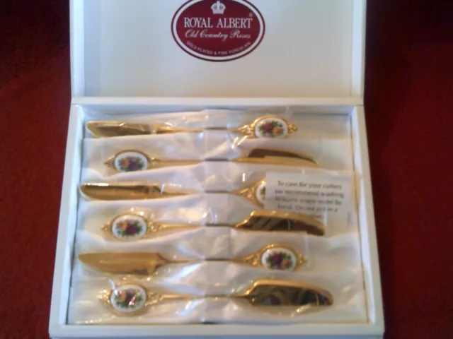 Royal Albert Old Country Roses 6 gold plated Cutlery pieces