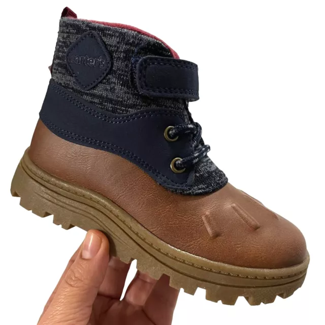 Carters Little Boys Duck Boots Size 11-12 Blue Brown Stylish & Comfortable Shoe