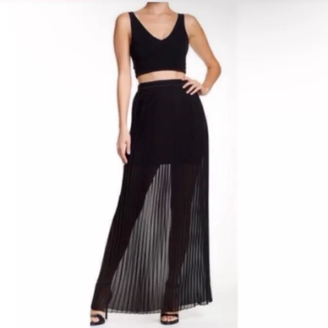 Alice and Olivia Maxi Pleated Black Skirt NWT Sz 6