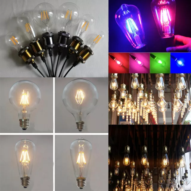 1/6xB22 E27 Antique Edison LED Filament Bulb Retro Clear Light 2W 4W 6W 8W Lamp