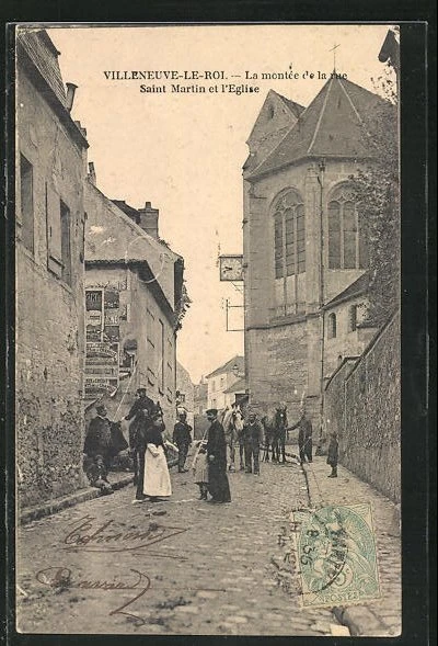 CPA Villeneuve-le-Roi, La montée de la rue Saint Martin et l´Eglise 1906