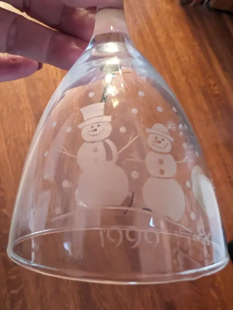 Etched Crystal Glass Dinner Bell Princess House New Snowmen Heritage  Vintage