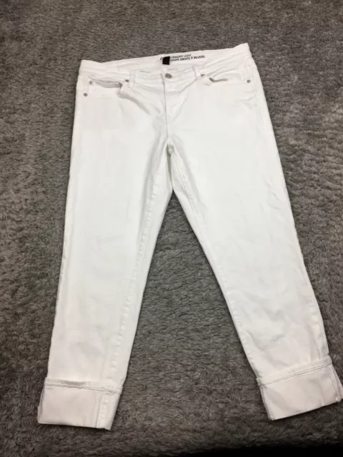 Gap Straight Cuff Jeans Womens Size 12R White Denim Cotton Blend Crop