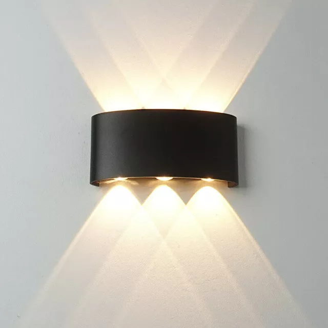 Applique da Parete LED Nero Interno Esterno 18W Doppia Luce Up&Down Impermeabile
