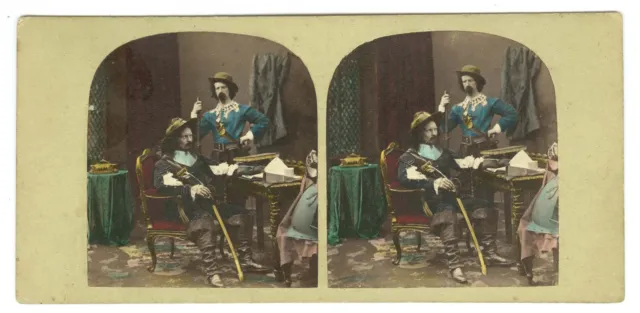 G1496~ French Privateers & Swords *SUPERB* Hand Tinted Stereoview pos. Gaudin