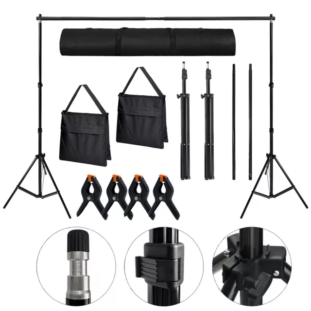 2 x 3m Fotostudio Hintergrundsystem Teleskop Hintergrund Stativ Set mit Tasche #