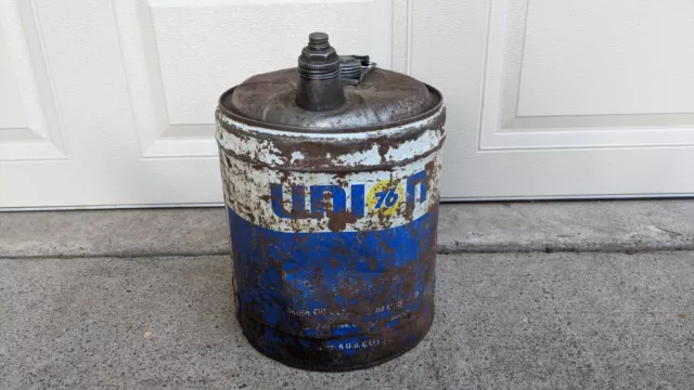 Vintage Rare 5-Gallon Union 76 Gas Can Metal Oil Advertising Automotive Fuel