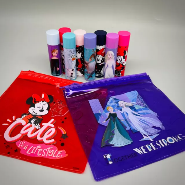 Disney Minnie Mouse & Frozen 8 Assorted Lipbalms Set  + 2 Tote bags