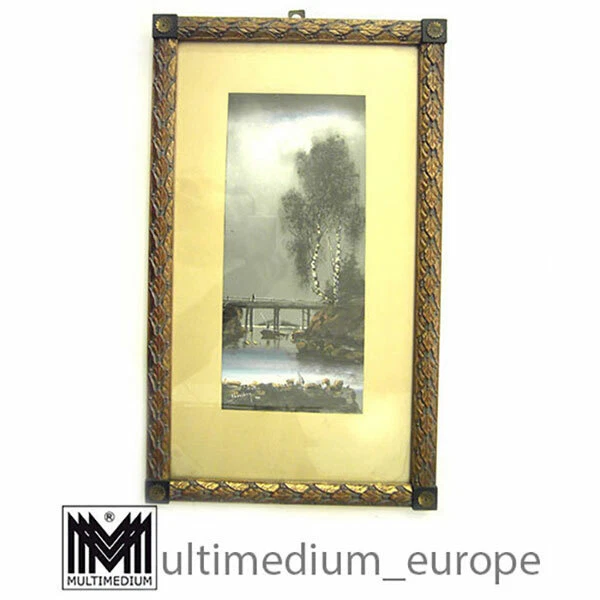 Jugendstil Landschaft s bild Original Holz Rahmen Carl Giessel Gemälde Lundberg