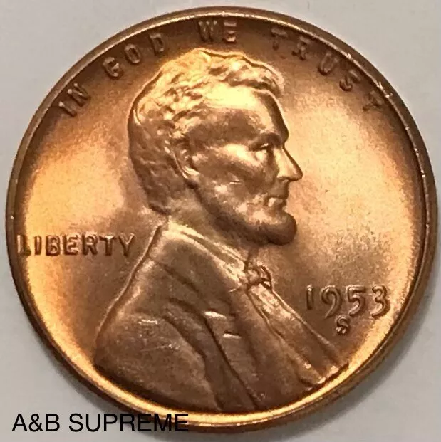 1953 S Lincoln Wheat Cent Bronze Penny Gem Bu Uncirculated