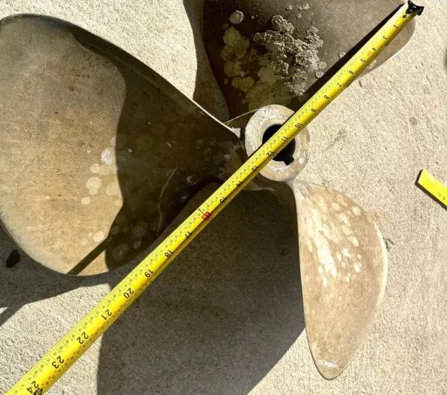 Vintage Large Brass Boat Propeller 3 Blade 1 1/2" Bore  Approx 22" across 38 LBS