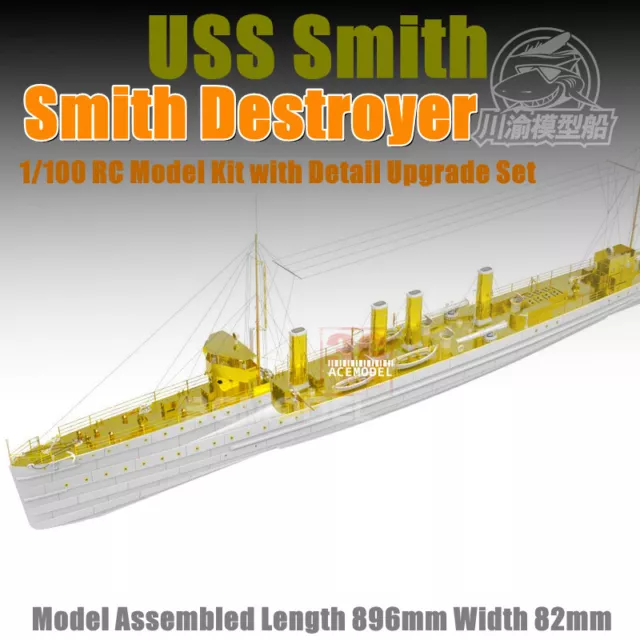 1/100 Scale USS Smith DD-17 Destroyer Assembly Model Kit w/RC Detail-up Set