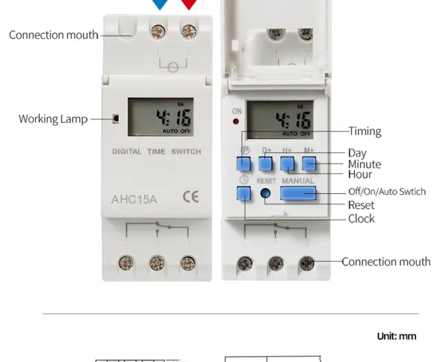 Commutateur de temps programmable de précision relais écran LCD 16A capacité