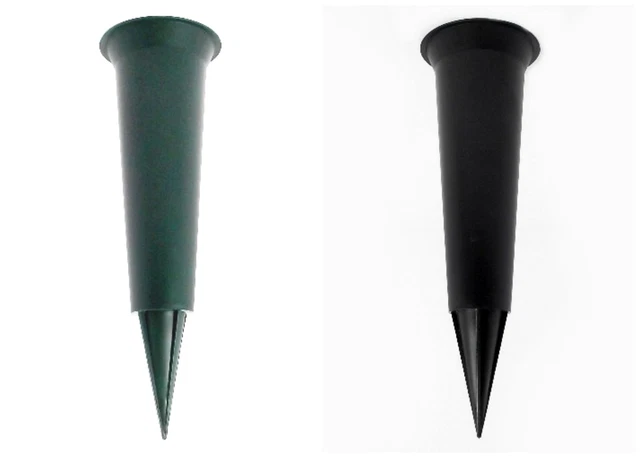 Green or Black Memorial Grave Cemetery Flower Vase Pot Spike