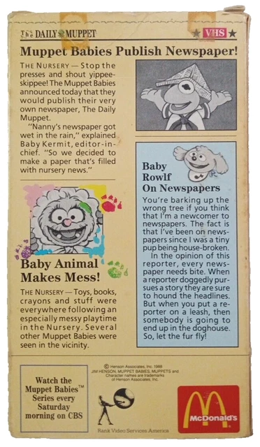 Daily Muppet MUPPET BABIES, THE Daily Muppet, McDonalds Rare, VHS Tape 1988, Jim ...