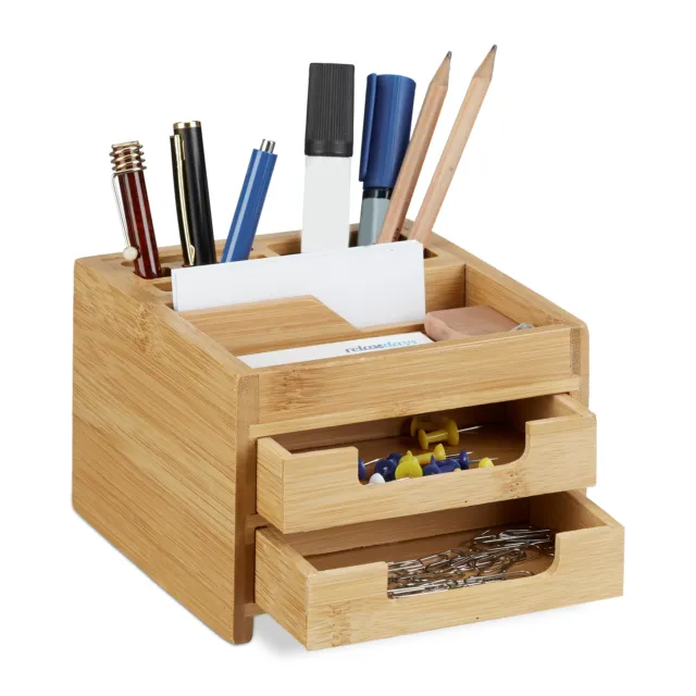 Schreibtisch Organizer Bambus Stiftehalter Holz Schreibtischbox Schubladen klein
