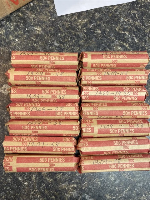 Wheat Penny Roll! Wheat Cent Lot 1909-1958 50 Vintage Coins PDS  USA