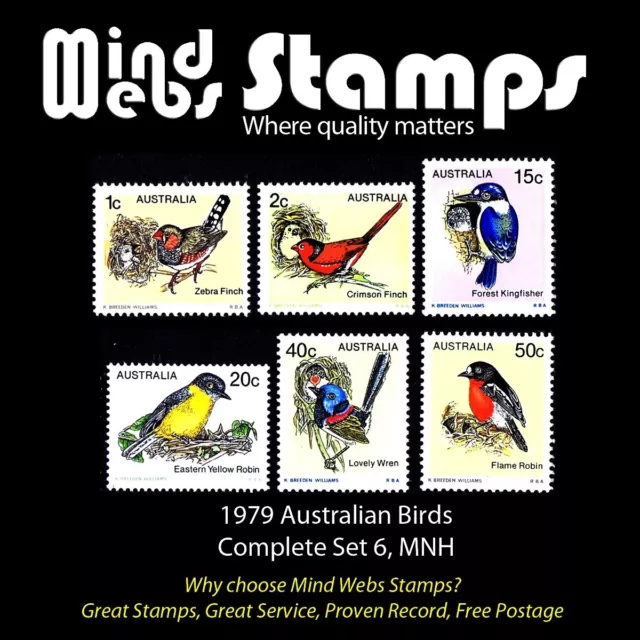 Australian Decimal Stamps, 1979 Australian Birds, Complete Set 6, all MNH