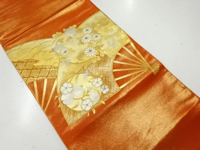 6802122: Japanese Kimono / Vintage Fukuro Obi / Embroidery / Kinsai / Flower Rou