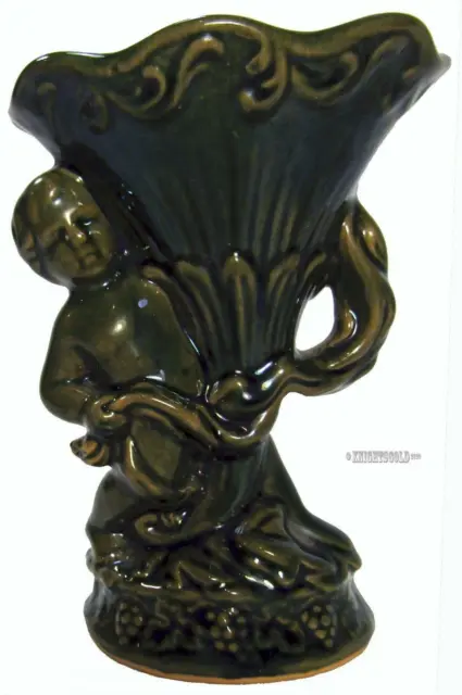 Cherub Cupid Cornucopia Ceramic Art Pottery Vase Mid Century 14 x 10 cm