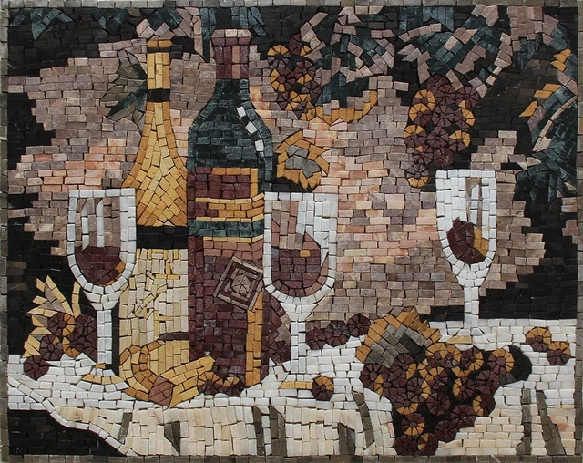 Marbre Mosaïque VIN Carrelage Art Fait À La Main 23x18 Pouces