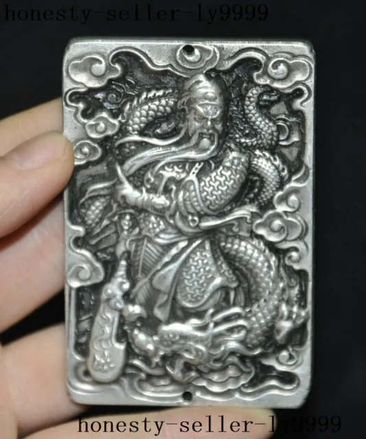 china Tibetan silver Guan Gong warrior God Statue Amulet periapt Pendant