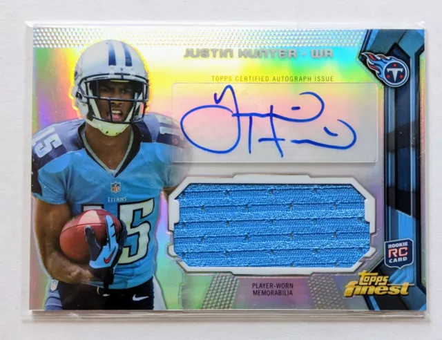 2013 Topps Finest Justin Hunter Rookie Patch Auto RC #AJR-JH Tennessee Titans