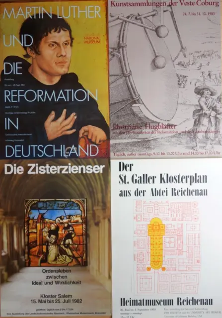 4 seltene Plakate Luther, Reformation, St. Galler Klosterplan, Zisterzienser