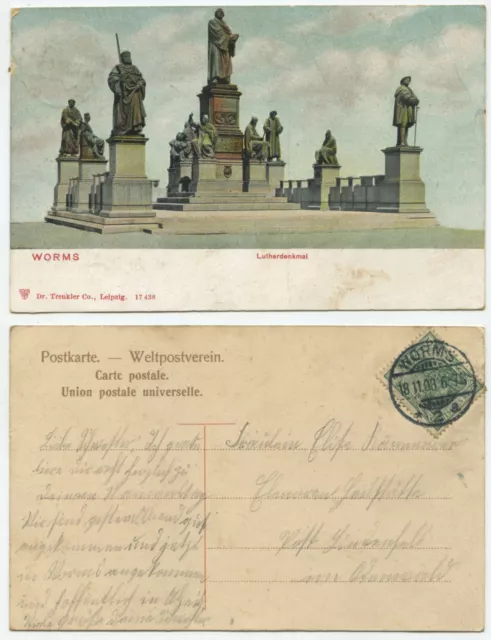 37462 - Worms - Luther Monument - Postcard, Run 18.11.1908