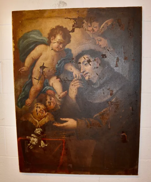 antico dipinto religioso olio su tela epoca  '700 piemontese