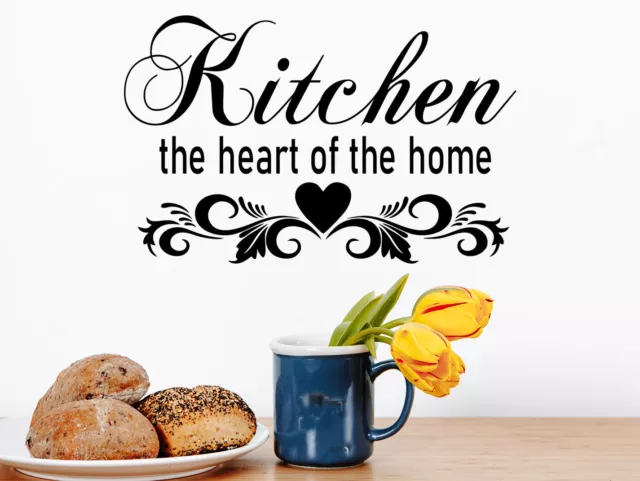 Wall Art Sticker The Kitchen Is The Heart Home Decals Kitchen Quote Ornamemt DIY 2